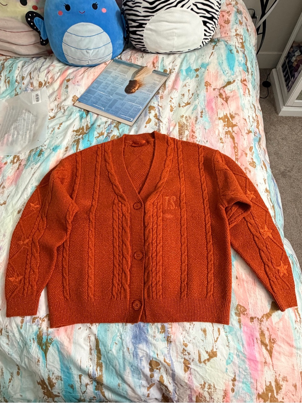Taylor Swift The Life Of A Showgirl Orange Glitter Cardigan XS/SM New In Bag